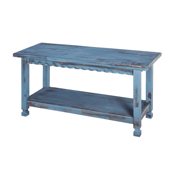 Alaterre Furniture Country Cottage Bench, Blue Antique Finish ACCA03BA - main
